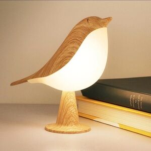 Make offer! Cordless Dimmable Magpie Bird Table Lamp Wooden design -NEW in box